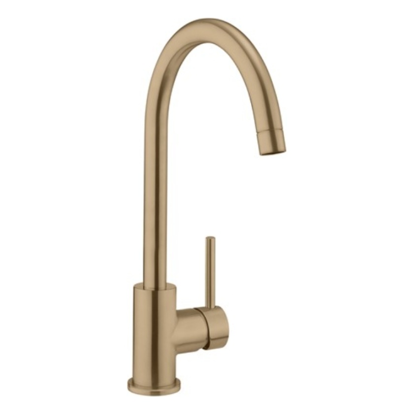 Product Cut out image of the Crosswater MPRO Brushed Brass Side Lever Kitchen Mixer